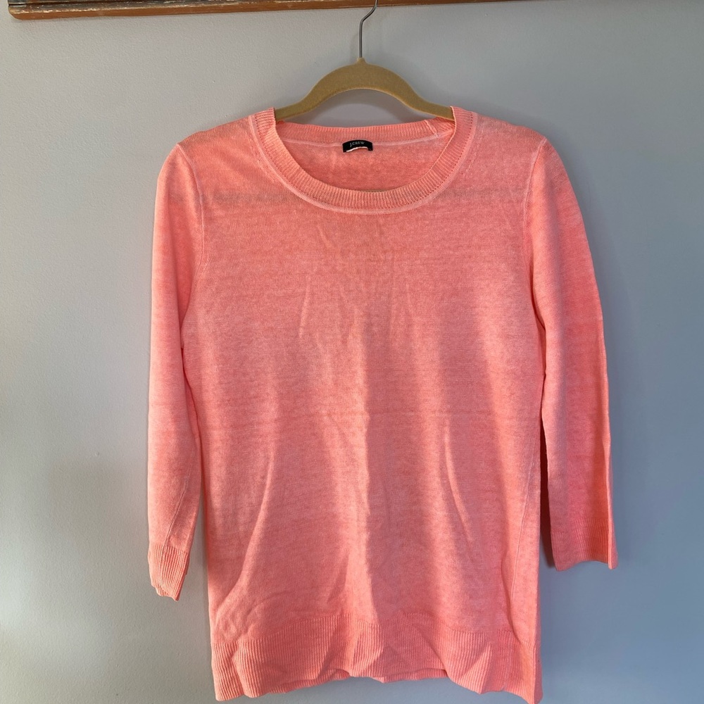 J. Crew 3/4 Length Sleeve Coral Light Weight Sweater